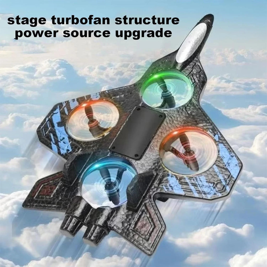 2026 Upgraded Skyriders RC Jet-Rc Stunt Fighter Jet Toy for Adult with 360° Flips & LED Lights, Remote Control Airplanes Foam Planes Drone with Battery & Fan Blade